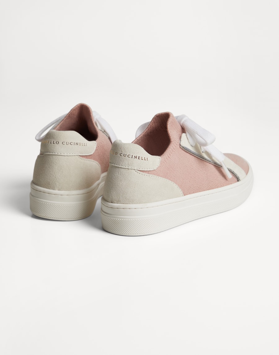 スエード&ニット スニーカー ピンク ガールズ - Brunello Cucinelli