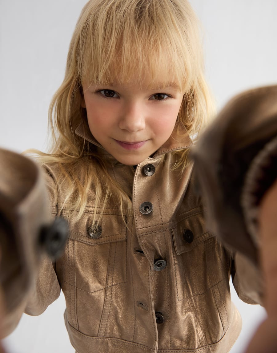 Куртка из кожи Светло-Коричневый Девочки - Brunello Cucinelli