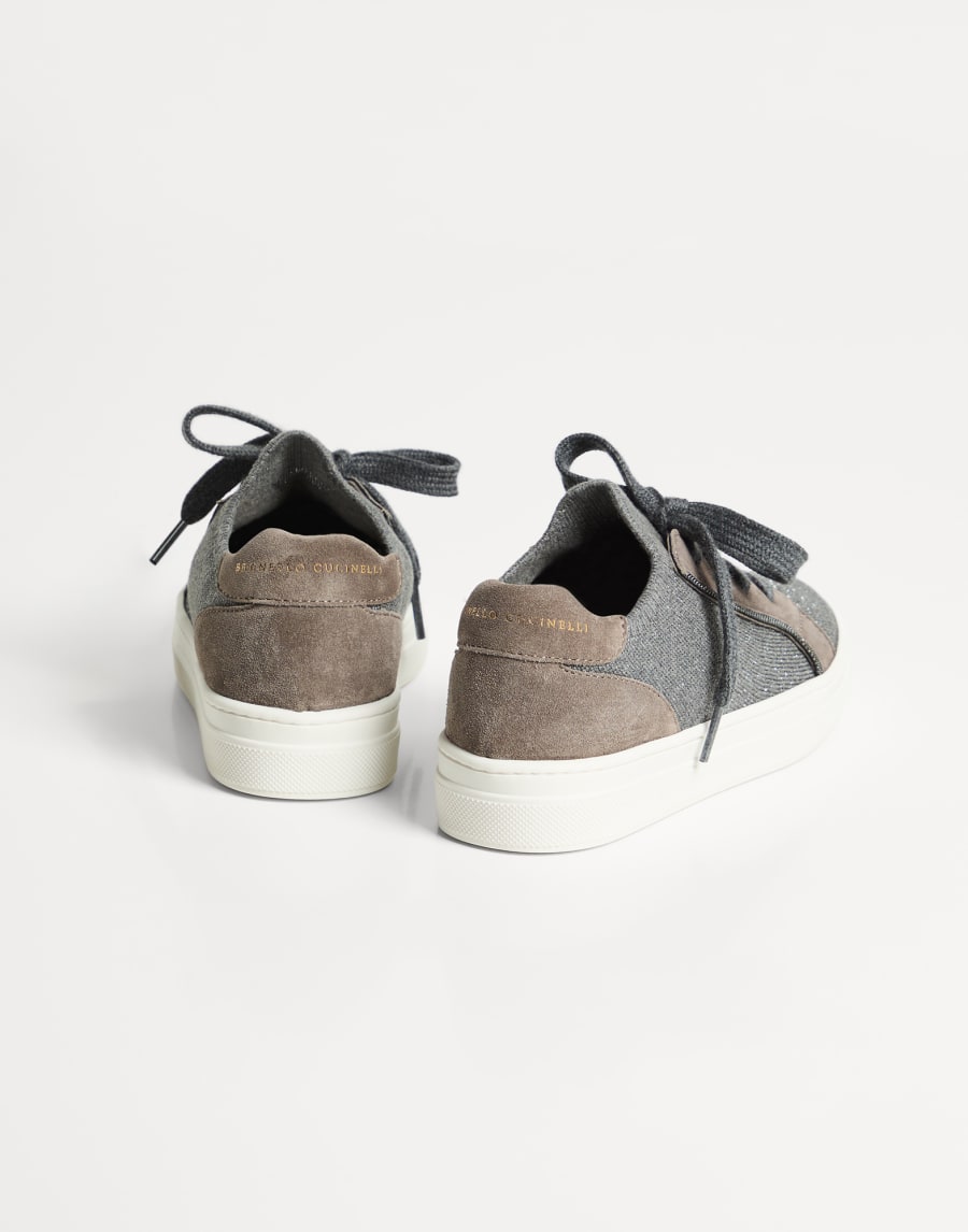 スエード&ニット スニーカー ダークグレー ガールズ - Brunello Cucinelli