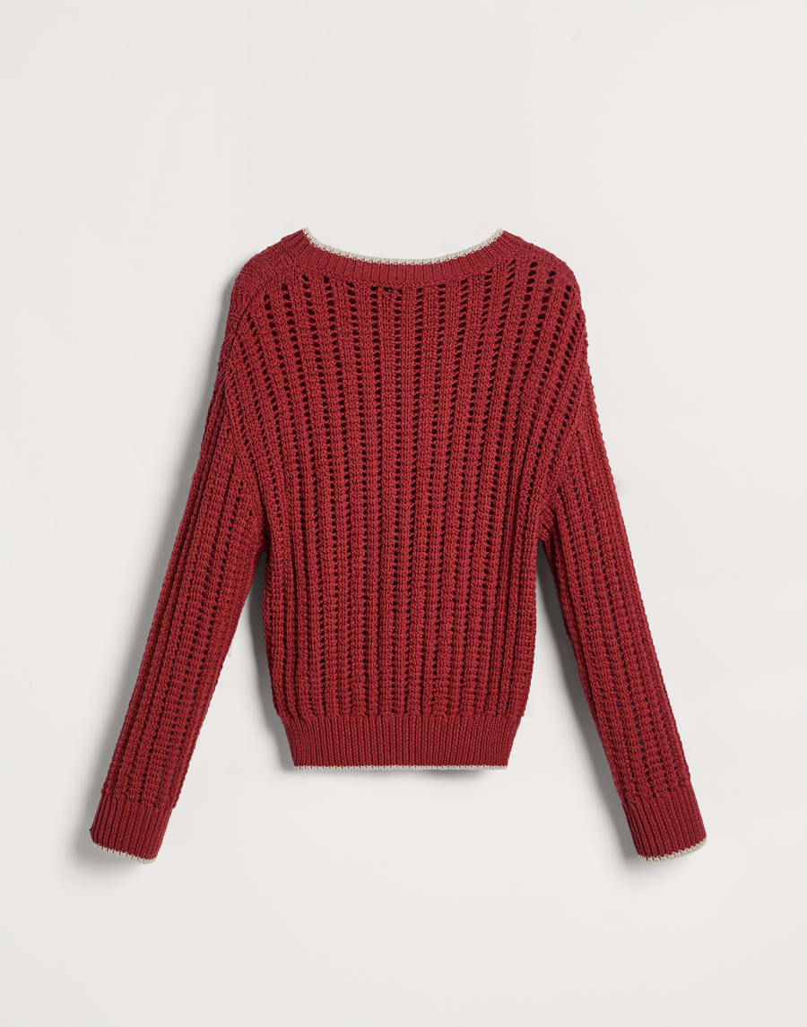 Джемпер в ажурную резинку Красный Девочки - Brunello Cucinelli