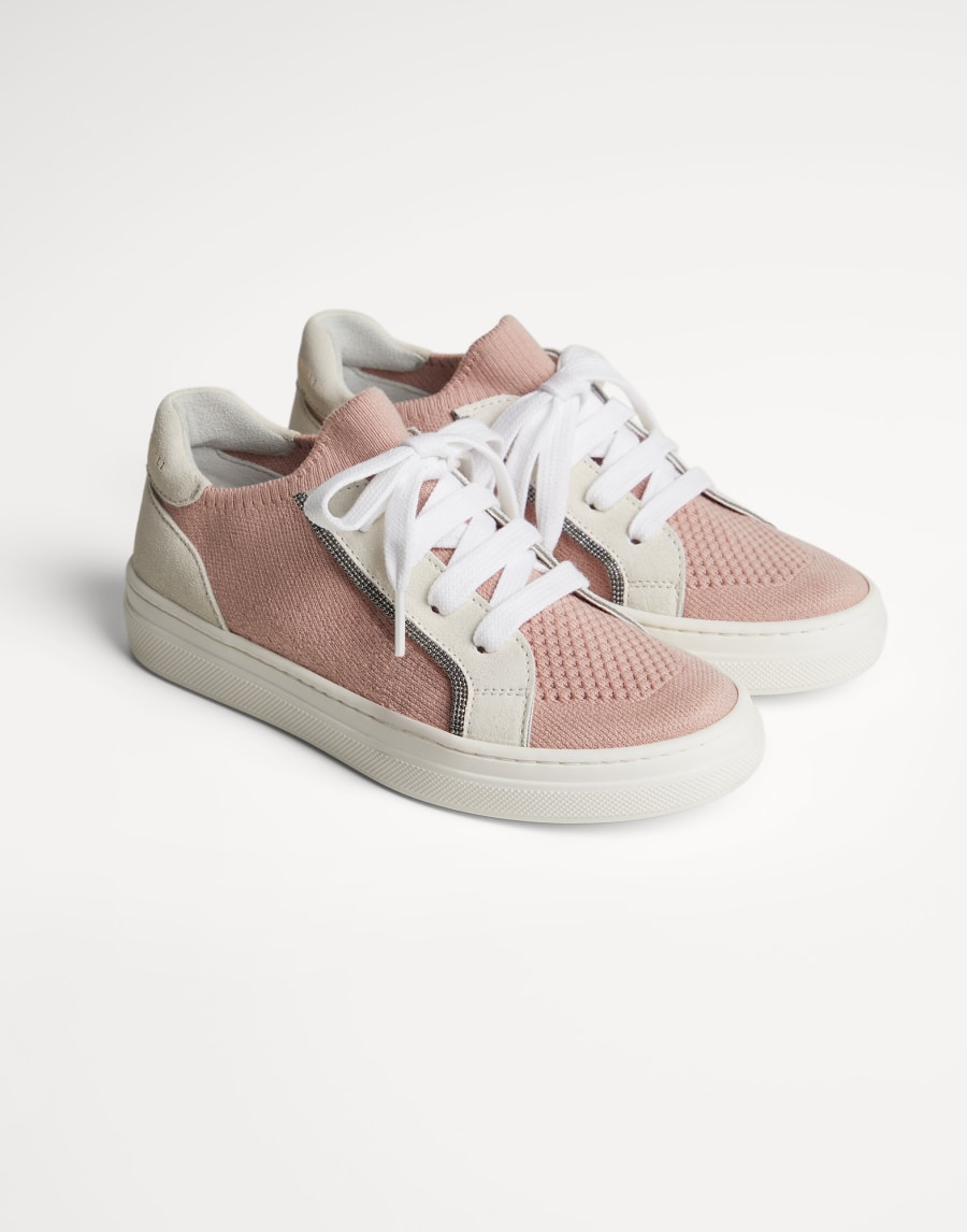 スエード&ニット スニーカー ピンク ガールズ - Brunello Cucinelli