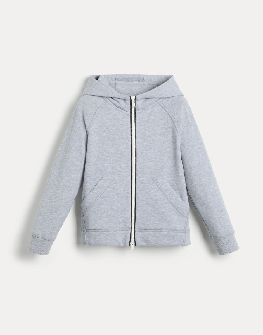 Smooth cotton French terry sweatshirt Grey Girls - Brunello Cucinelli