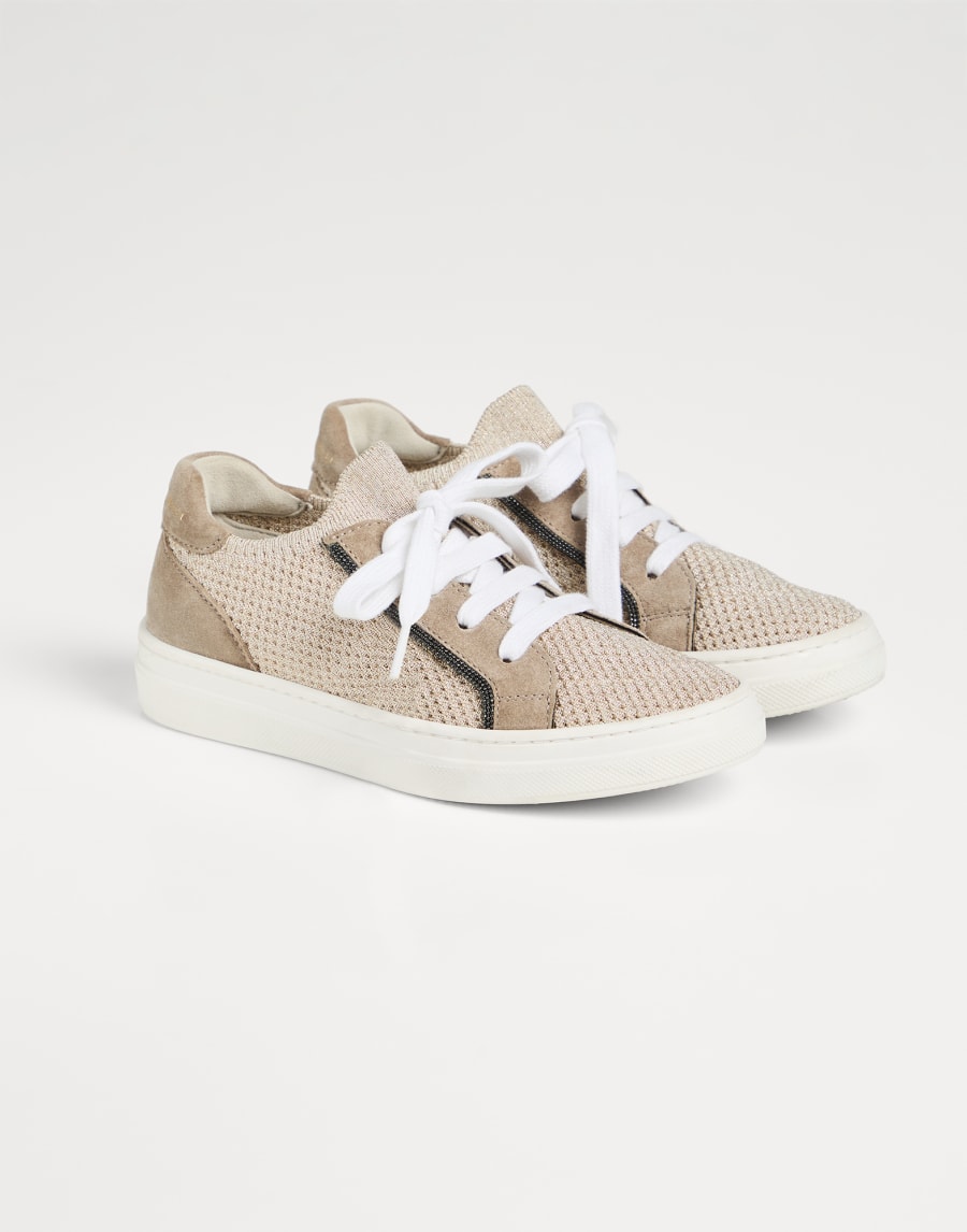 スエード&ニット スニーカー ゴールド ガールズ - Brunello Cucinelli