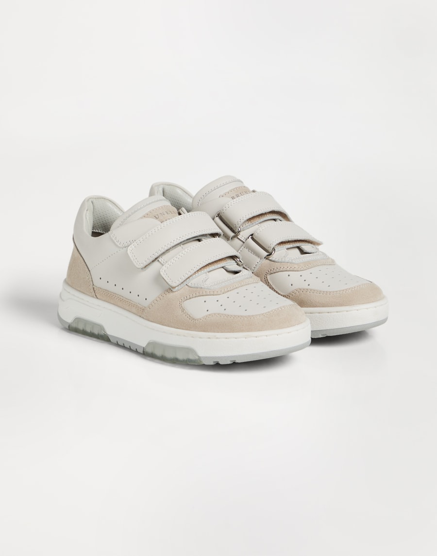 Calfskin and suede sneakers Cool Beige Boys - Brunello Cucinelli