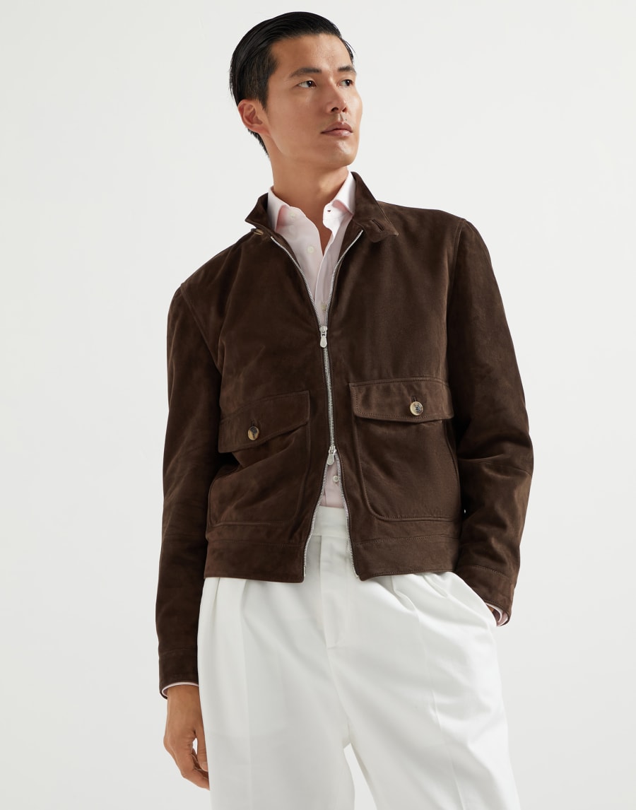 Giubbino in camoscio Marrone Uomo - Brunello Cucinelli