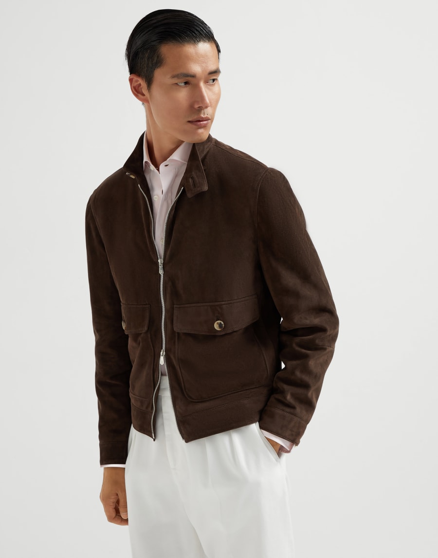 Giubbino in camoscio Marrone Uomo - Brunello Cucinelli