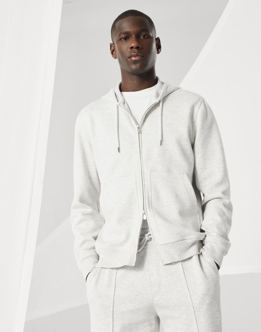 Double cloth sweatshirt Pearl Grey Man - Brunello Cucinelli