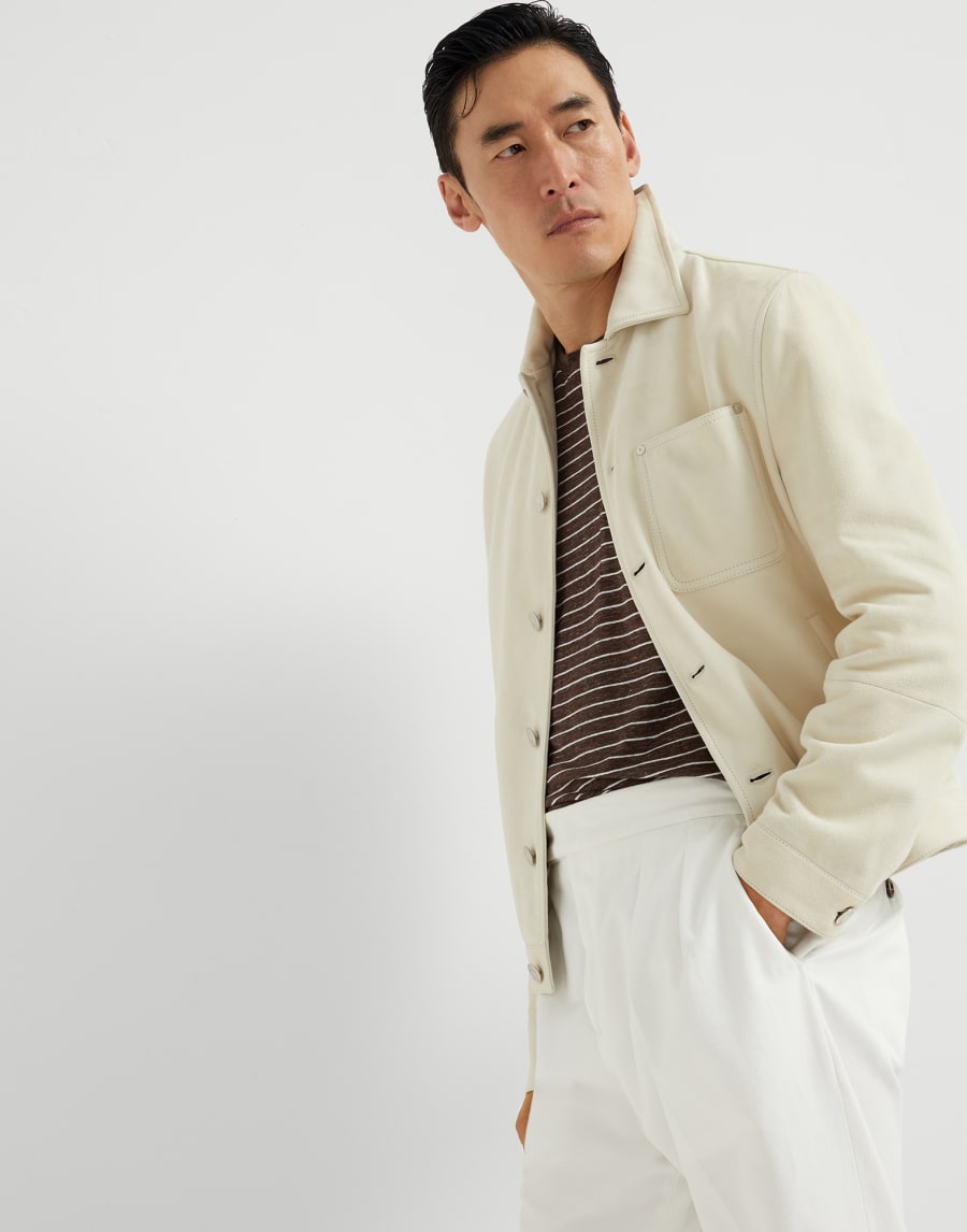 Outerwear in camoscio Beige Uomo - Brunello Cucinelli