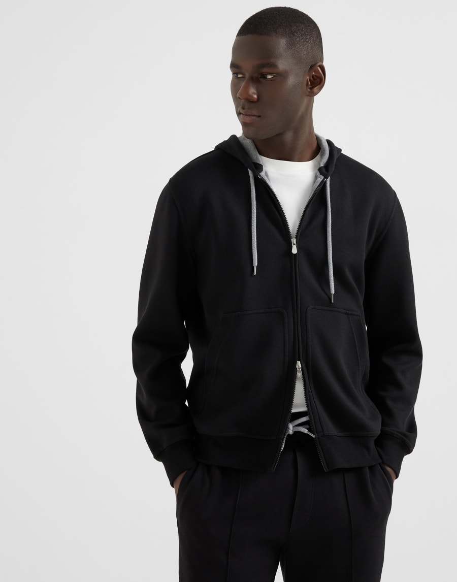 Double cloth sweatshirt Black Man - Brunello Cucinelli