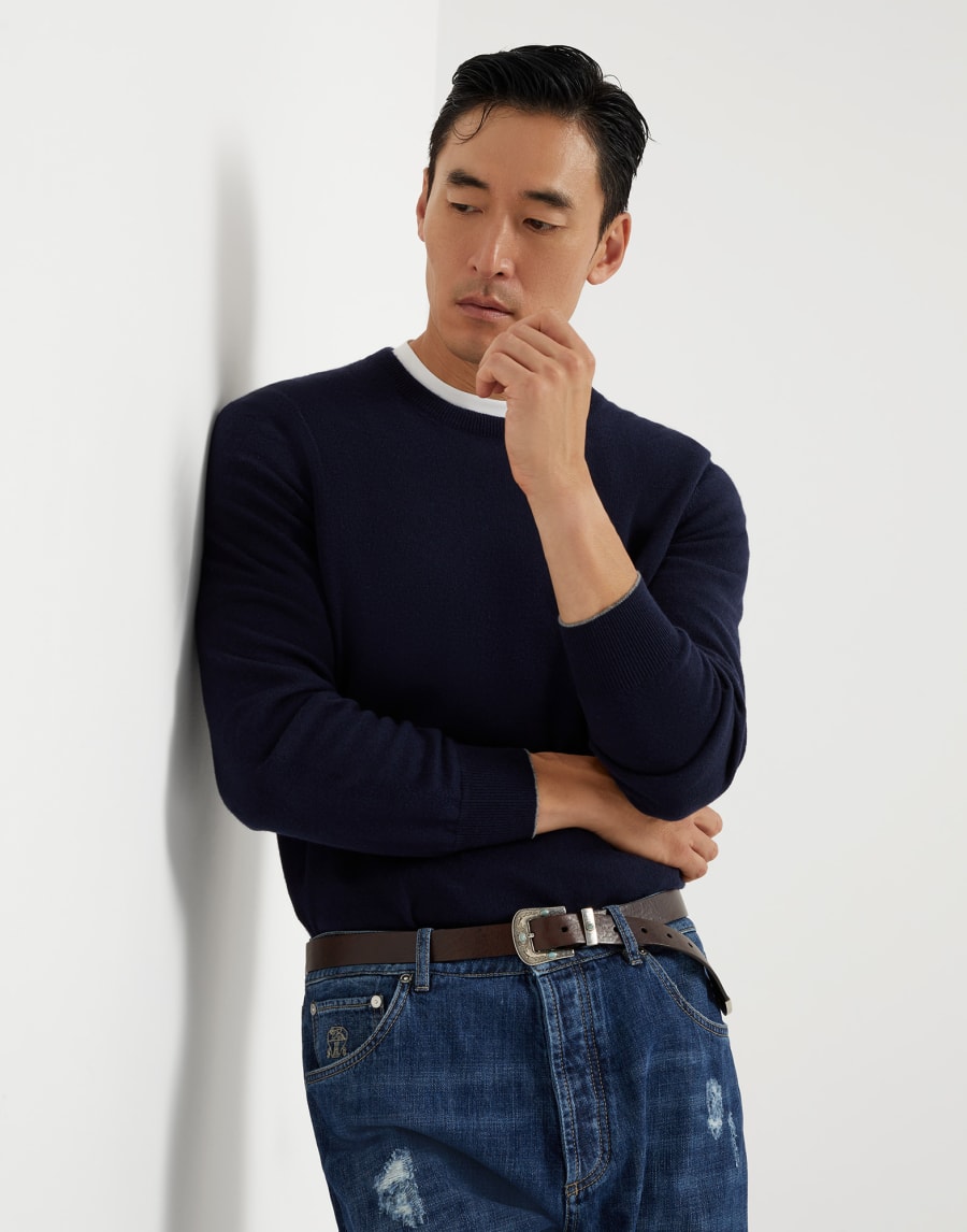 羊绒衫 海军蓝 男款 - Brunello Cucinelli