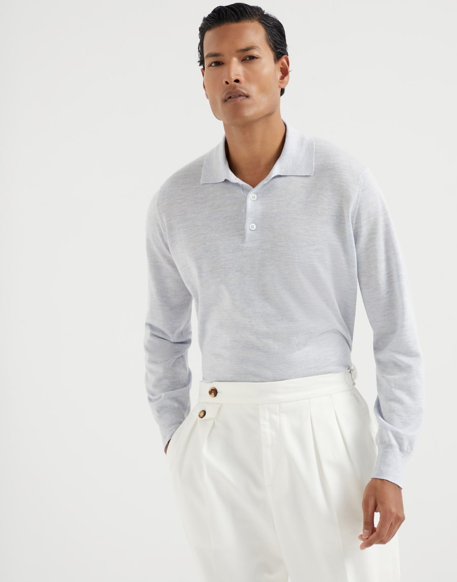 Polo in maglia leggera Cielo Uomo - Brunello Cucinelli
