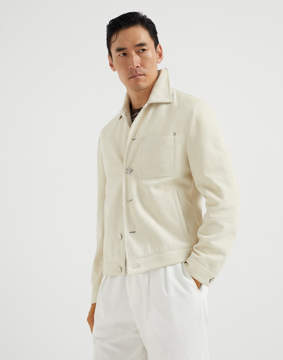 绒面革外套 米黄 男款 - Brunello Cucinelli