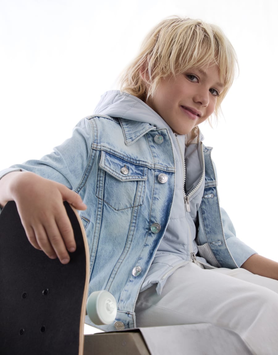 Denim four-pocket jacket Light Denim Boys - Brunello Cucinelli