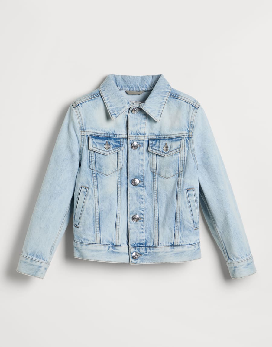 Denim four-pocket jacket Light Denim Boys - Brunello Cucinelli