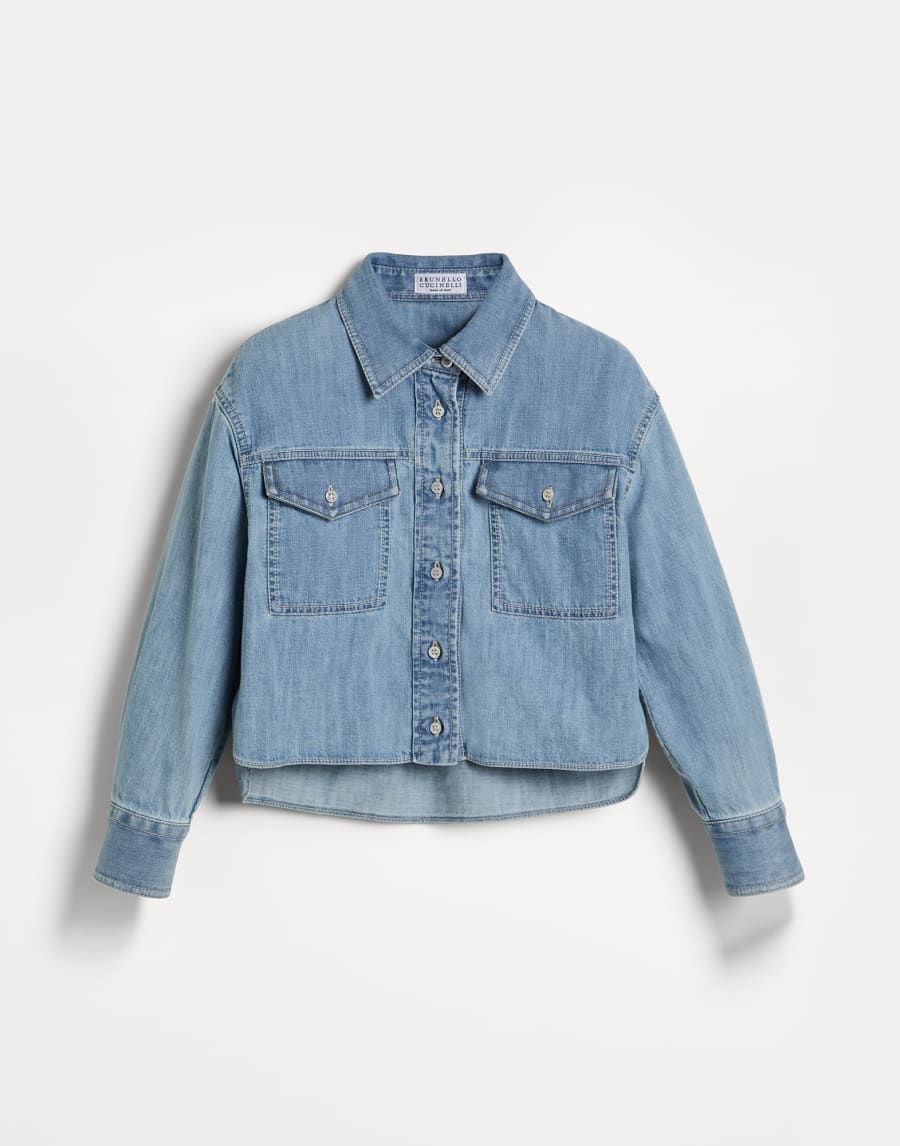 薄牛仔布衬衫 浅牛仔色 女童 - Brunello Cucinelli