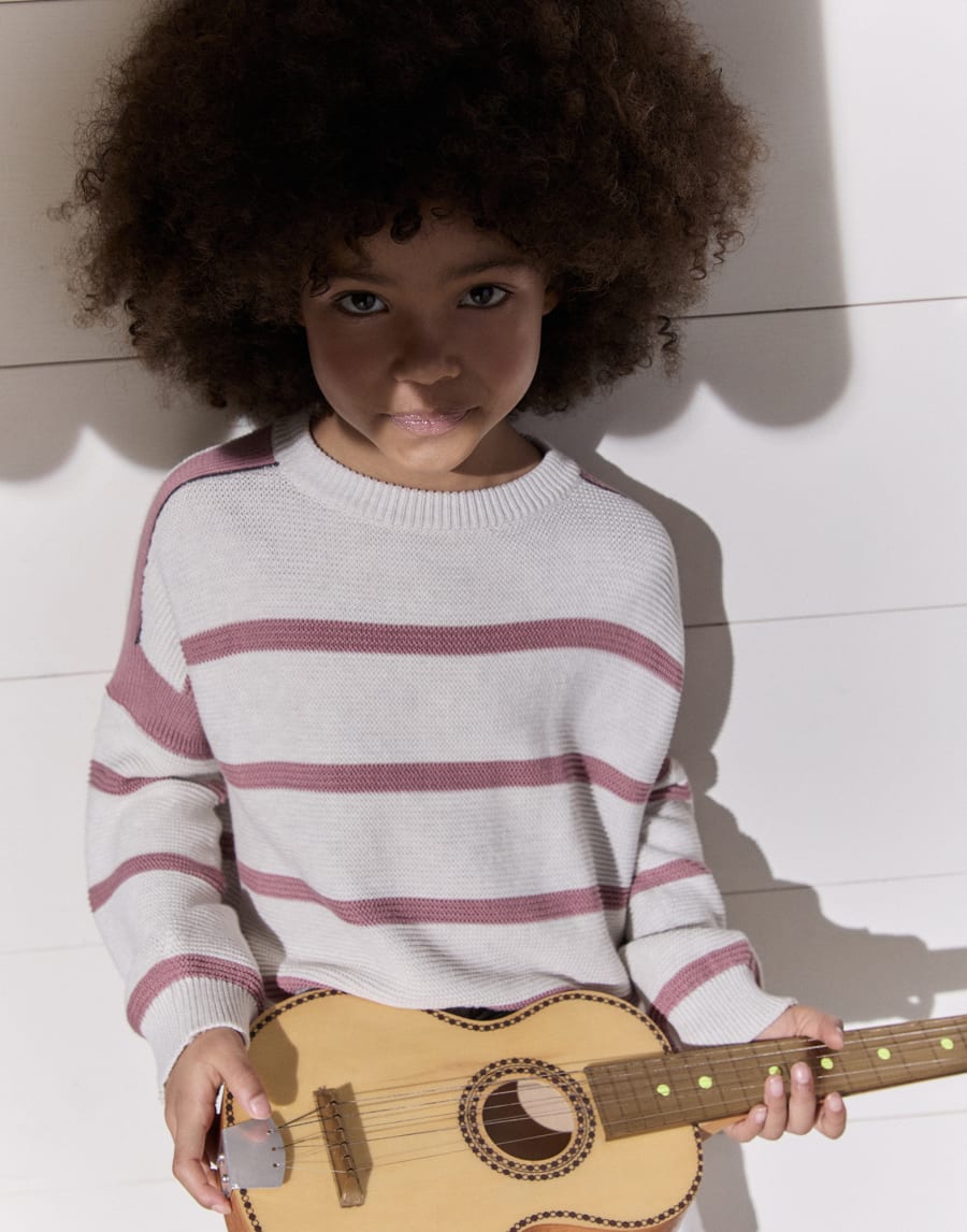 Джемпер в полоску Овсяный Девочки - Brunello Cucinelli