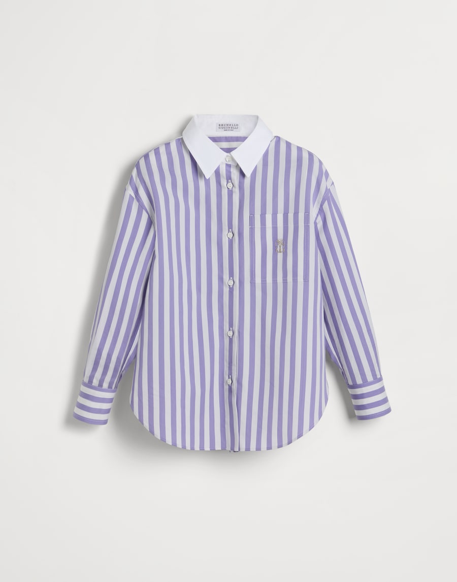Striped poplin shirt Blue Girls - Brunello Cucinelli