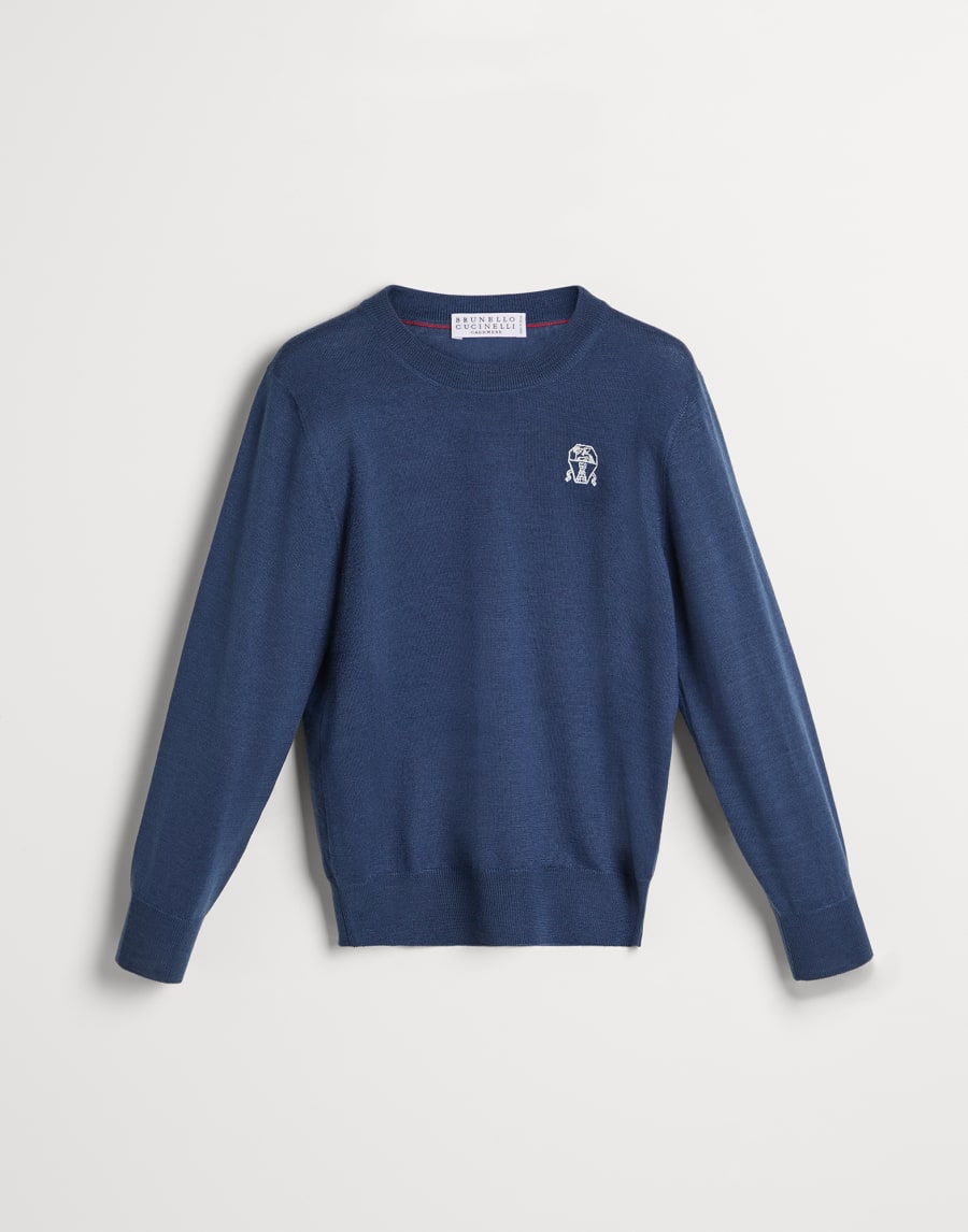 刺繍入り ライトウェイトセーター スカイブルー ボーイズ - Brunello Cucinelli