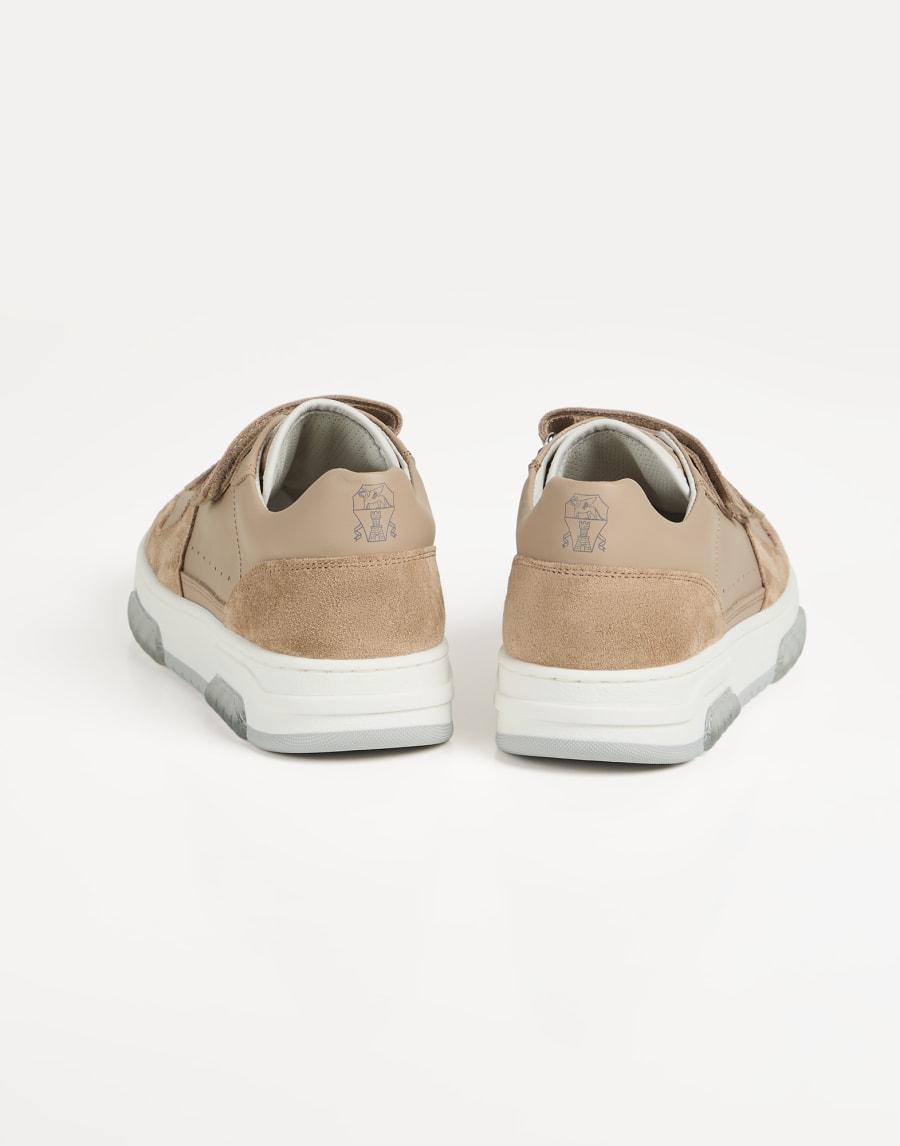 Calfskin and suede sneakers Warm Beige Boys - Brunello Cucinelli