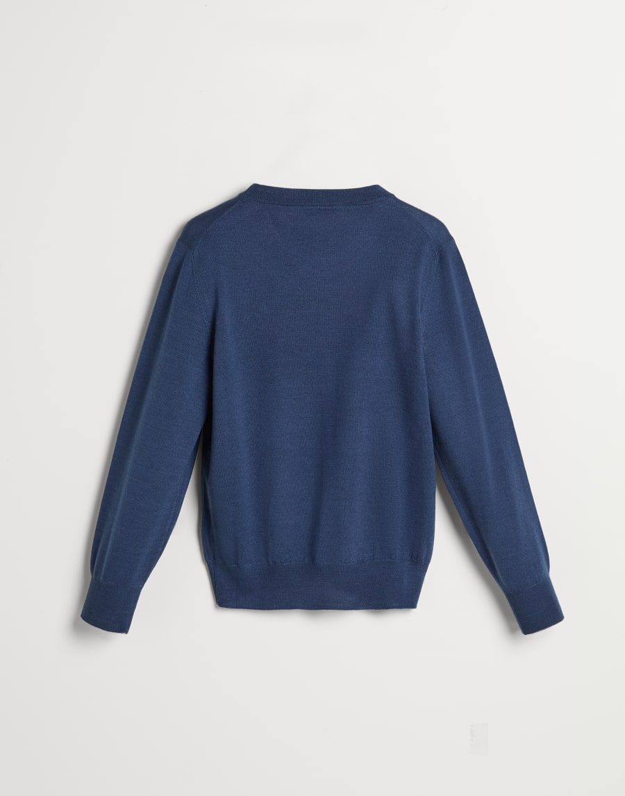 Легкий джемпер с вышивкой Небесно-Голубой Мальчики - Brunello Cucinelli