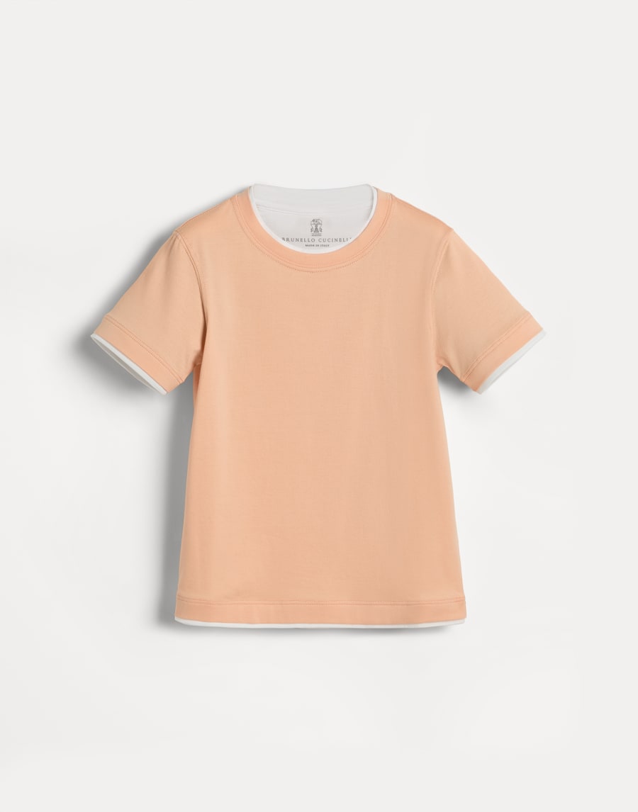 T-shirt with faux-layering Orange Boys - Brunello Cucinelli