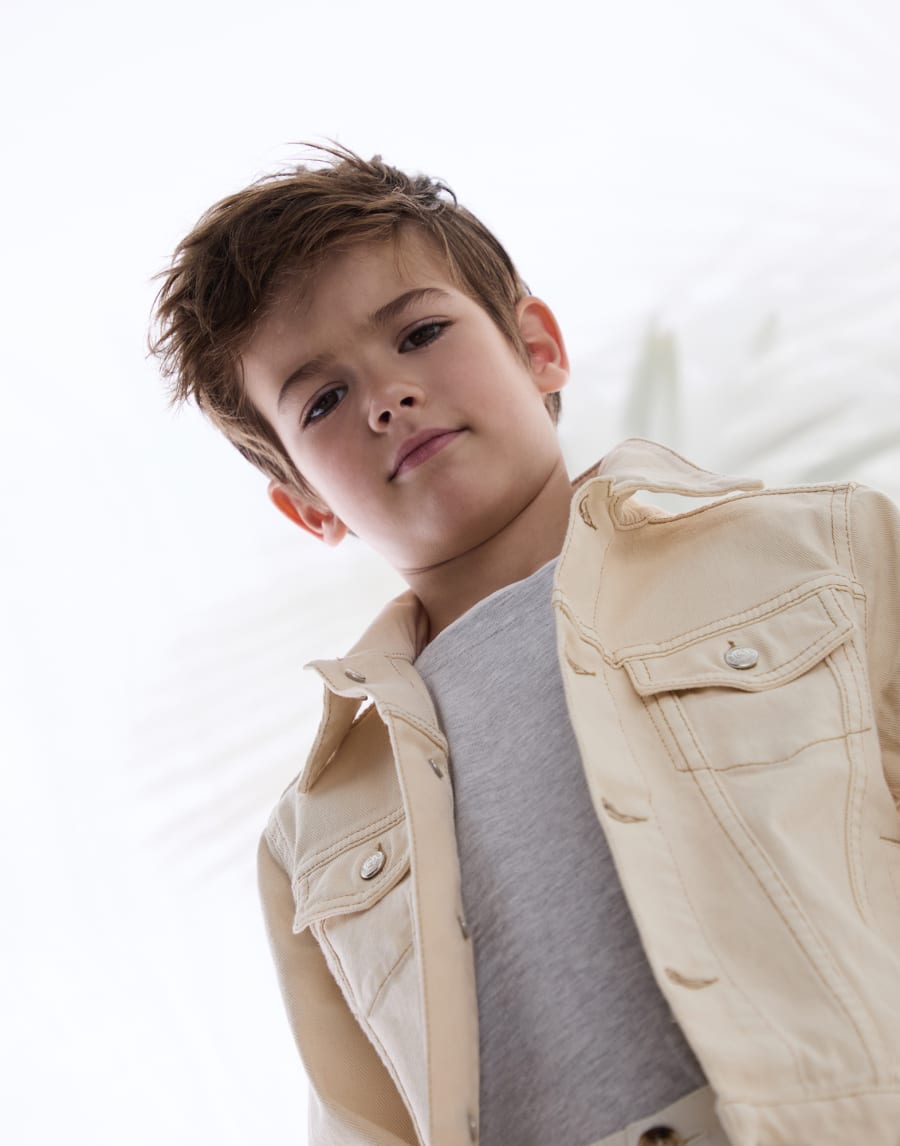 T-shirt with faux-layering Light Grey Boys - Brunello Cucinelli