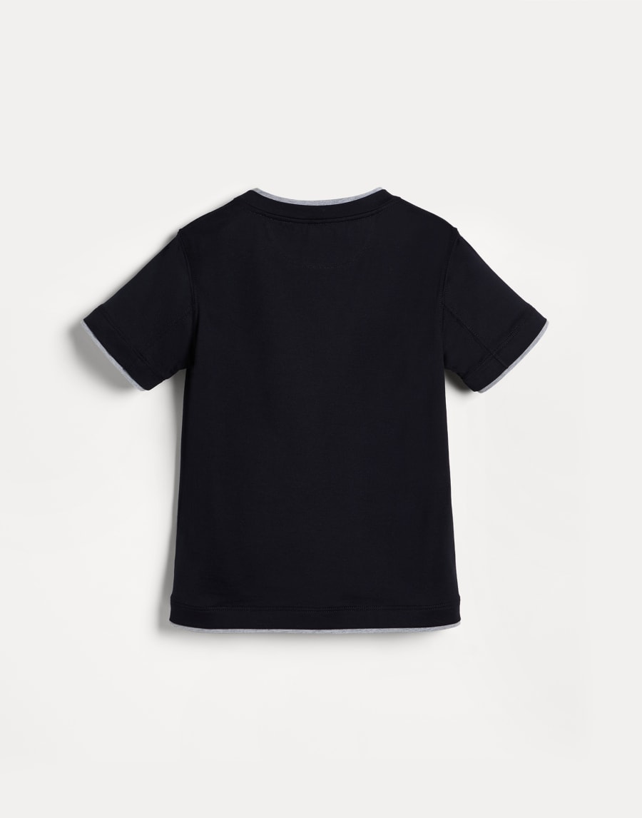 T-shirt with faux-layering Navy Blue Boys - Brunello Cucinelli