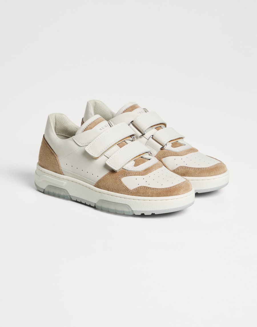 Calfskin and suede sneakers Brown Boys - Brunello Cucinelli