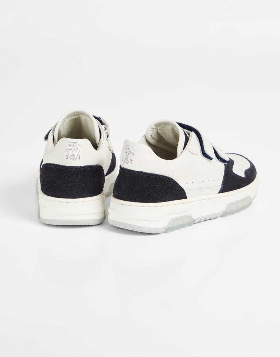 Calfskin and suede sneakers Blue Boys - Brunello Cucinelli