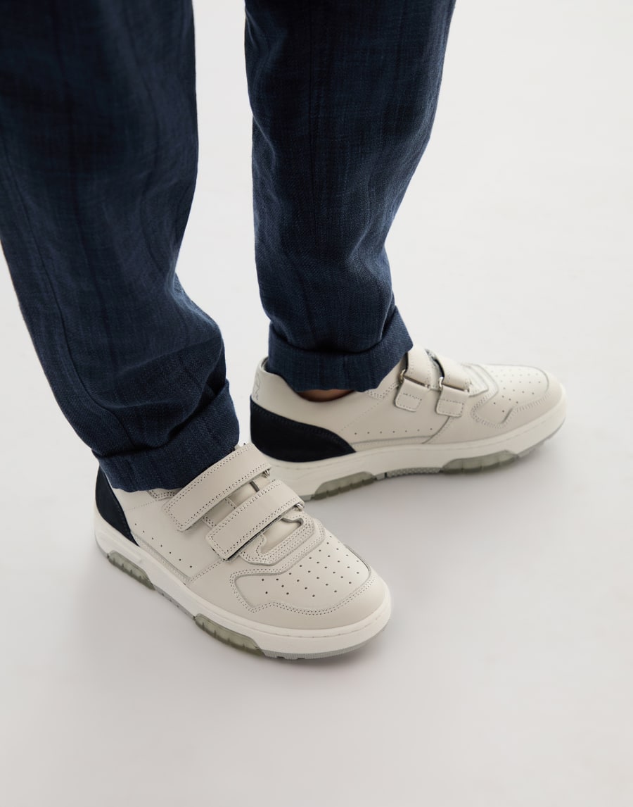 Calfskin and suede sneakers Ivory Boys - Brunello Cucinelli