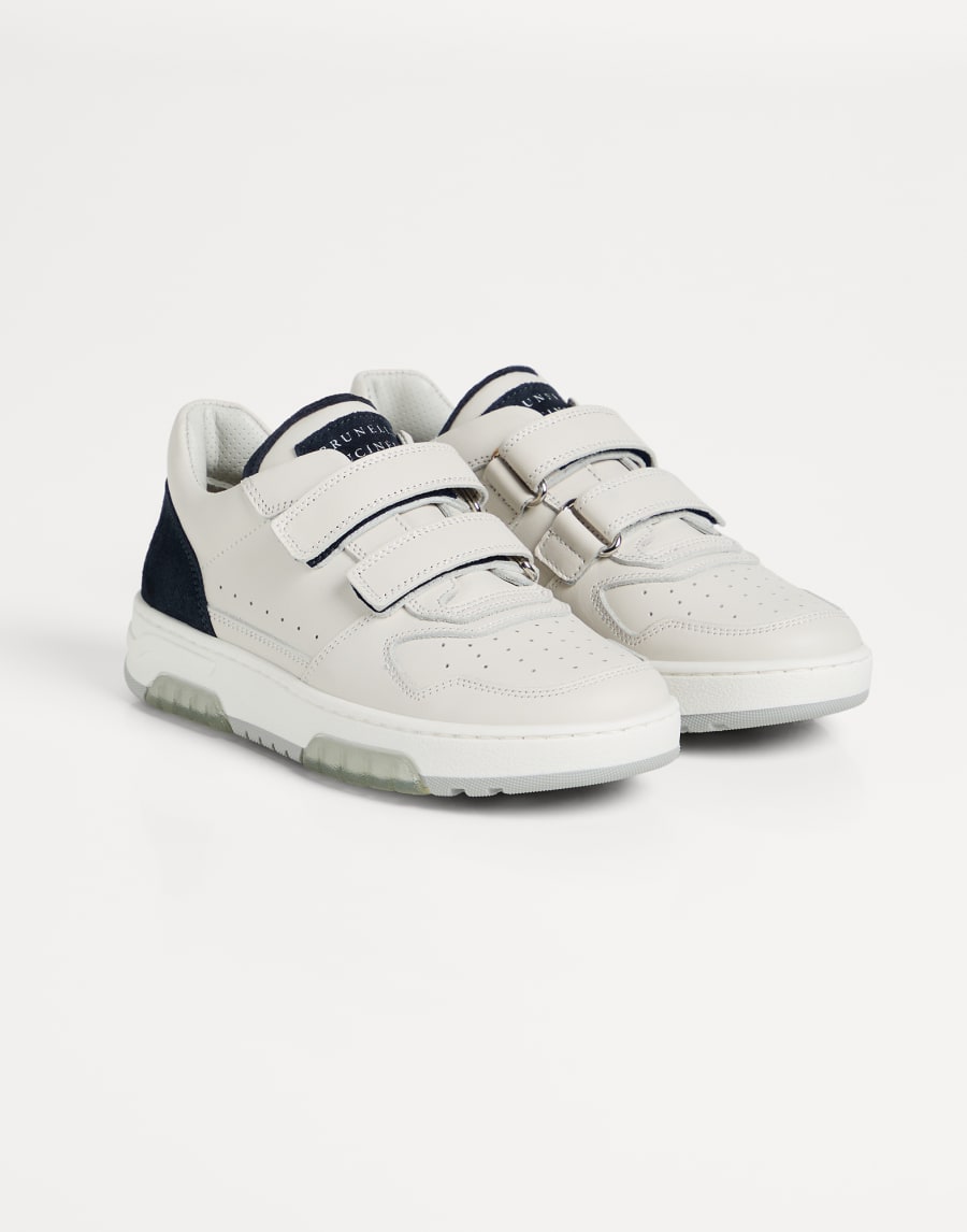 Calfskin and suede sneakers Ivory Boys - Brunello Cucinelli