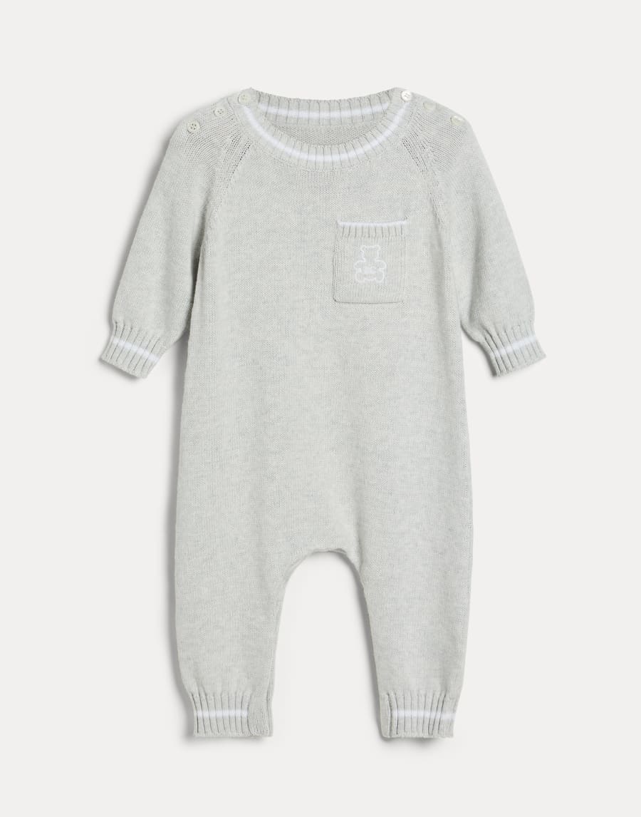 Bernie Baby knit coverall Fog Baby - Brunello Cucinelli