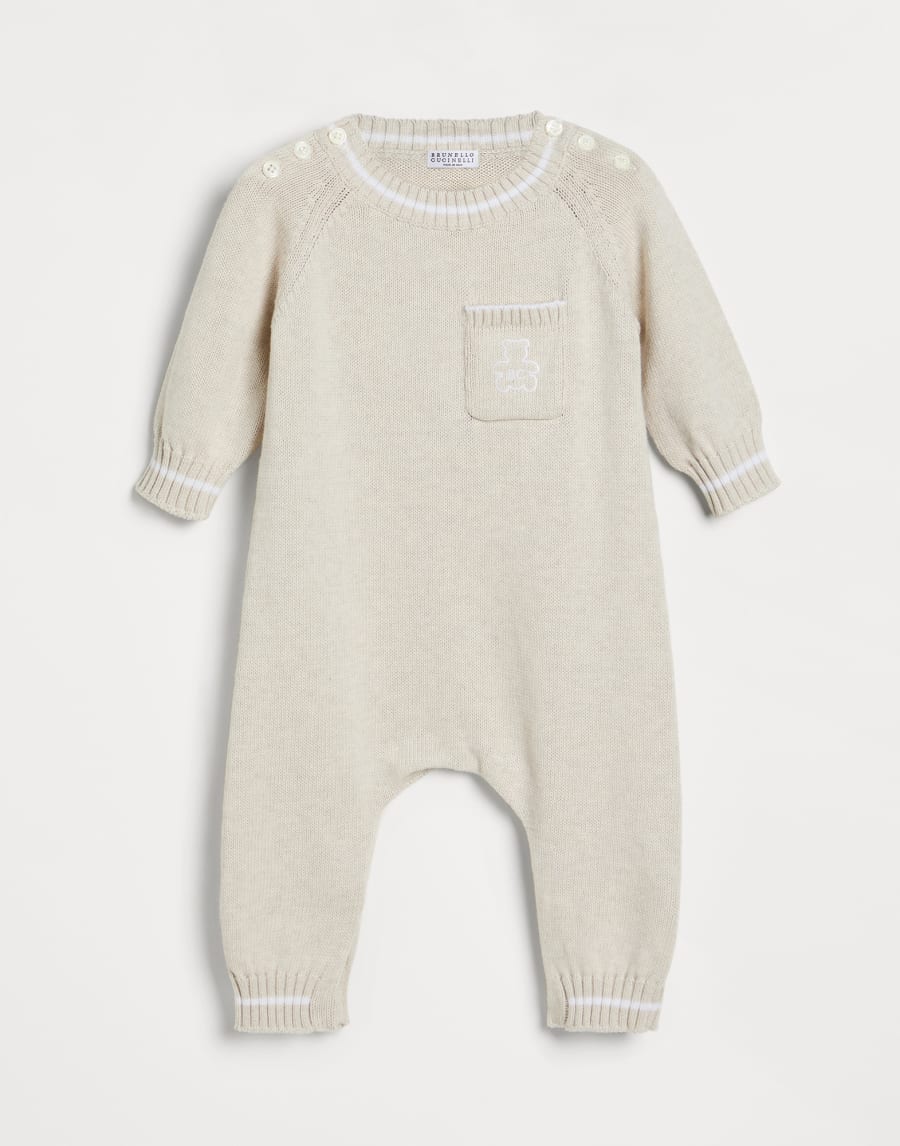 Bernie Baby knit coverall Oat Baby - Brunello Cucinelli