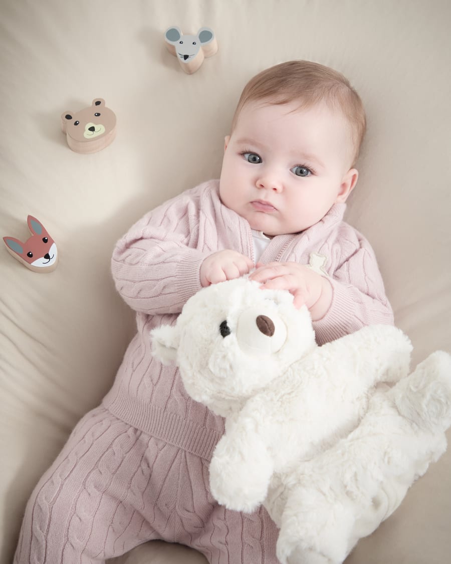 Cardigan Baby Bernie a treccia Rosa Baby - Brunello Cucinelli