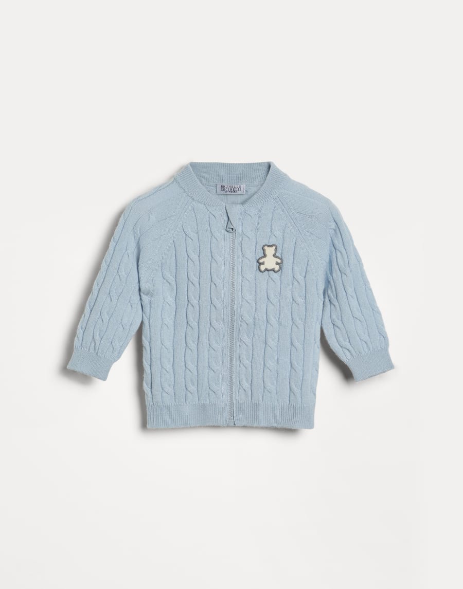 Кардиган Baby Bernie, выполненный косами Голубовато-Белый Малыши - Brunello Cucinelli