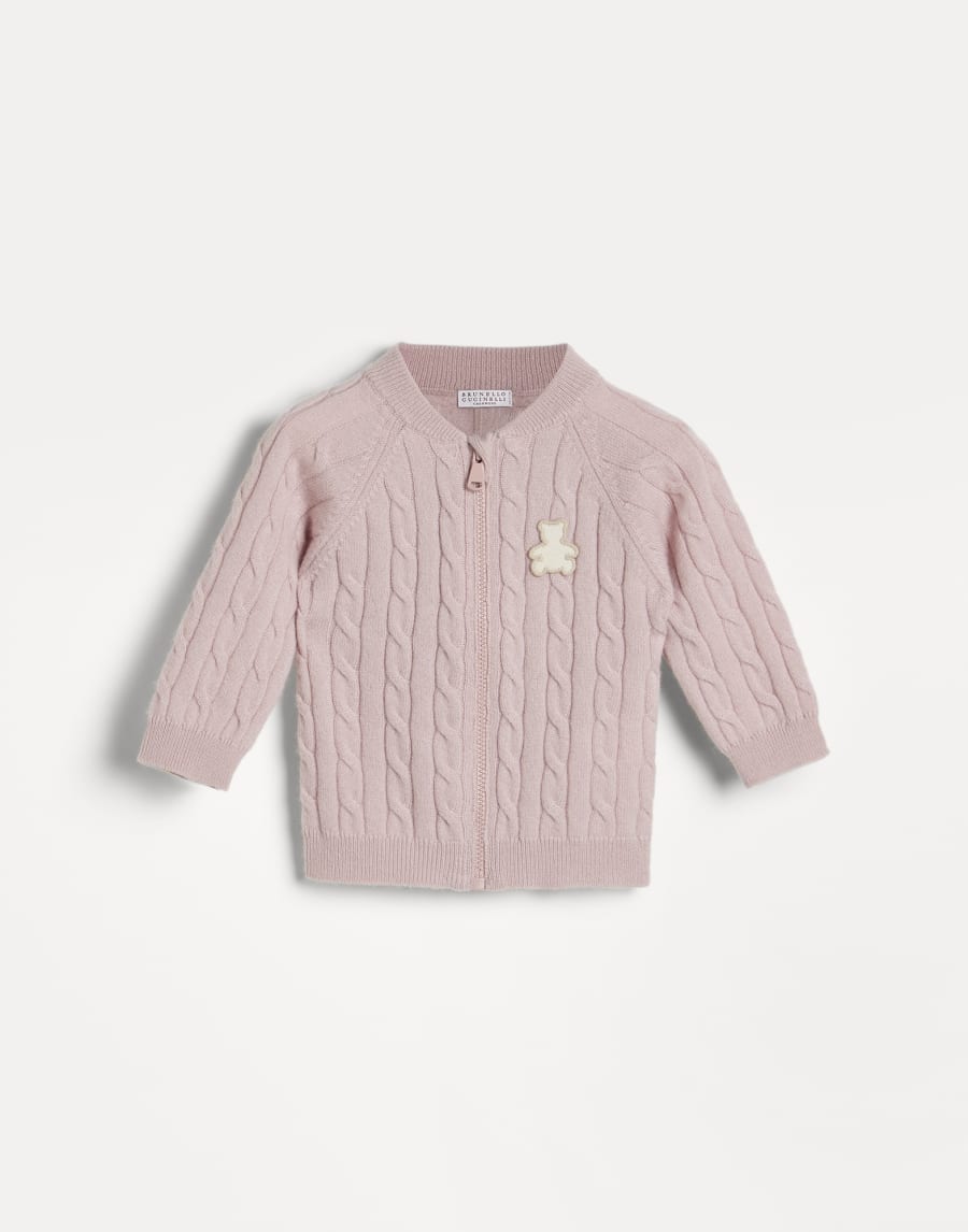 Bernie Baby cable knit cardigan Pink Baby - Brunello Cucinelli