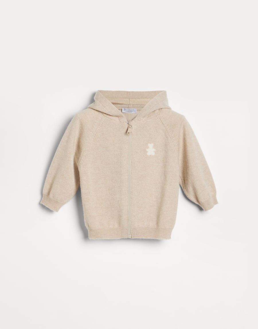 Bernie Baby cardigan with zipper Oat Baby - Brunello Cucinelli