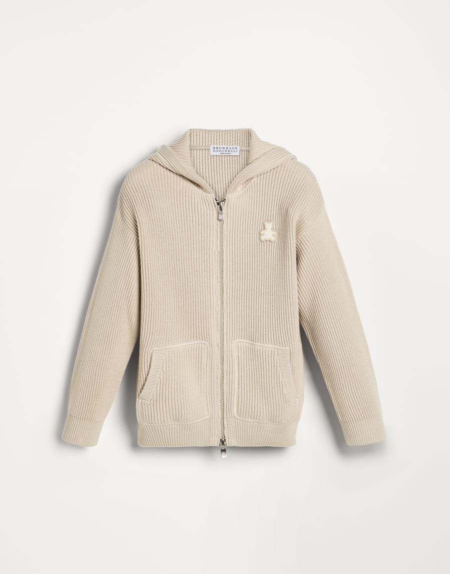 Cotton Bernie cardigan Oat Baby - Brunello Cucinelli