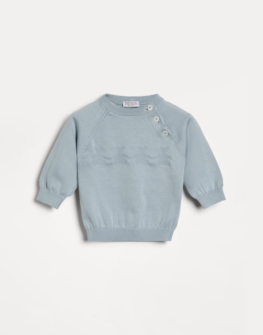 Жаккардовый джемпер Baby Bernie Голубовато-Белый Малыши - Brunello Cucinelli