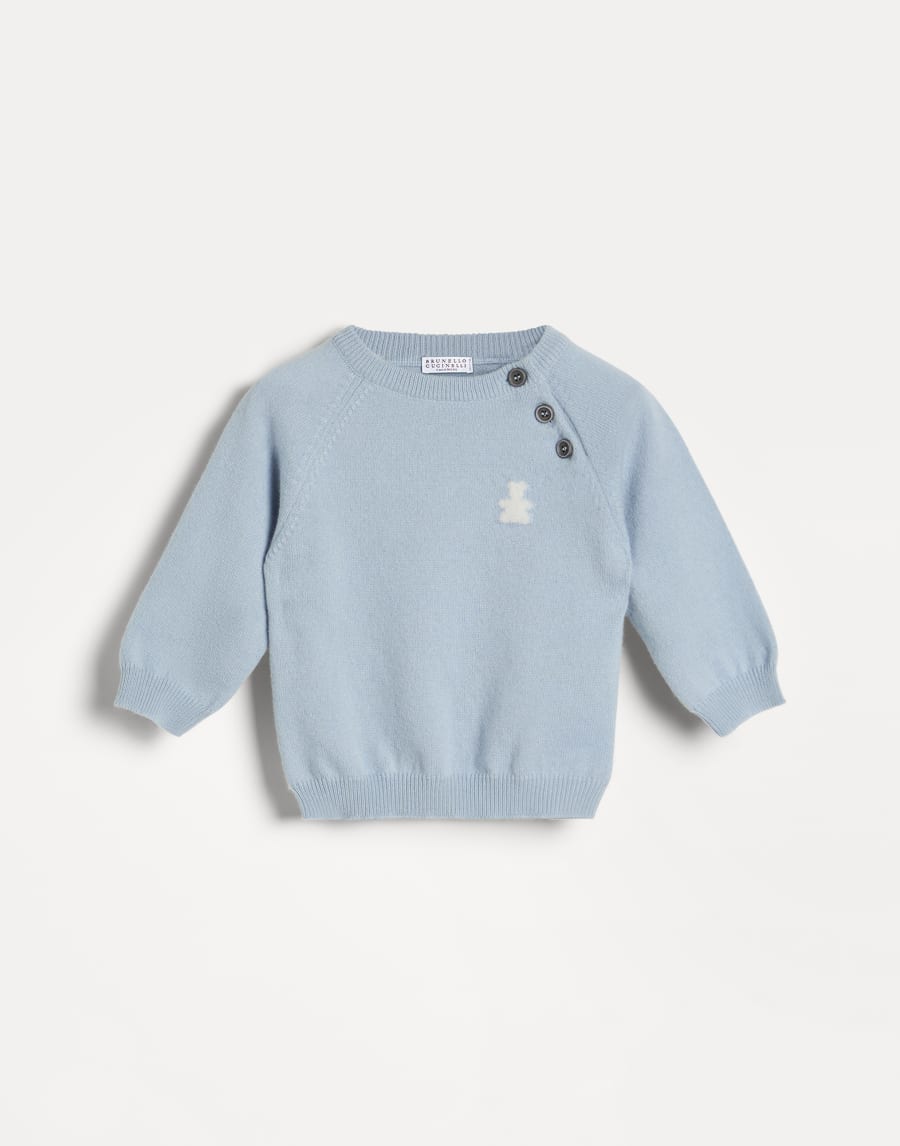 伯尼小熊幼童羊绒针织衫 冰色 幼童 - Brunello Cucinelli