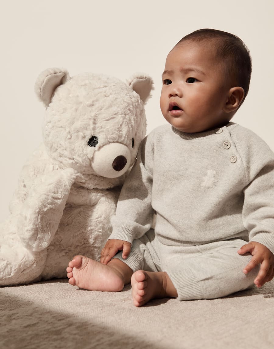 伯尼小熊幼童羊绒针织衫 雾白 幼童 - Brunello Cucinelli