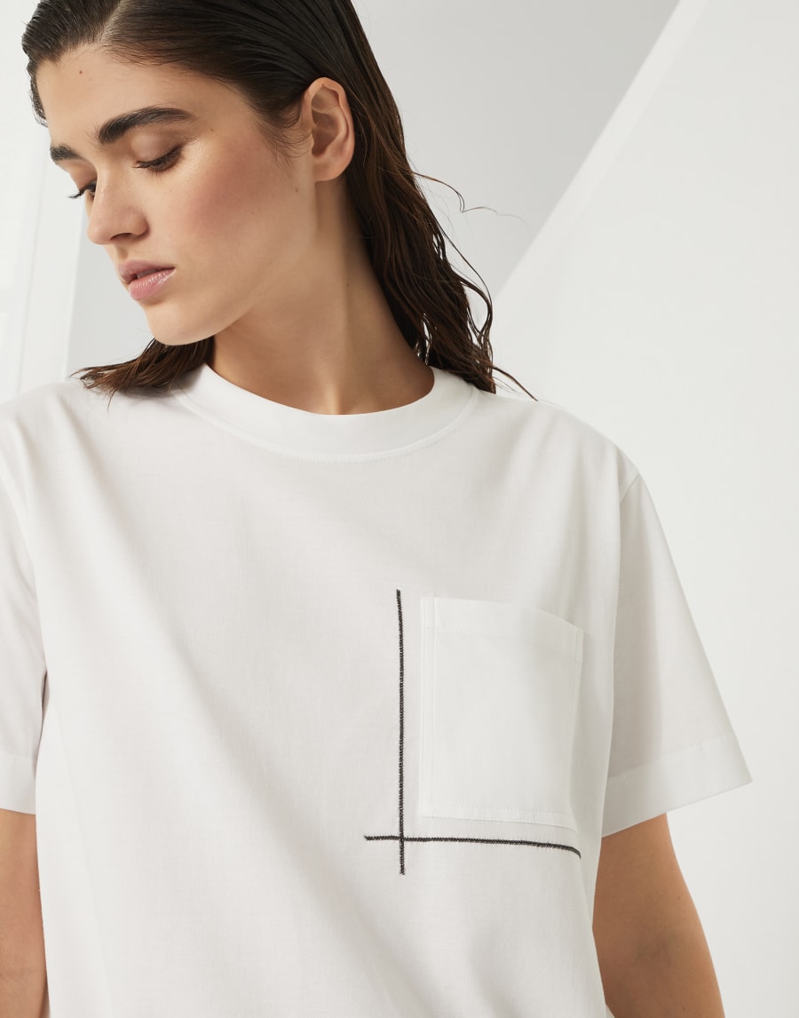 T-shirt with monili White Woman - Brunello Cucinelli