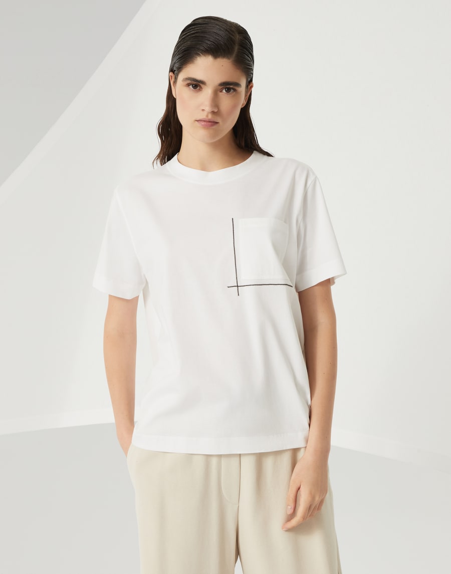 T-shirt with monili White Woman - Brunello Cucinelli