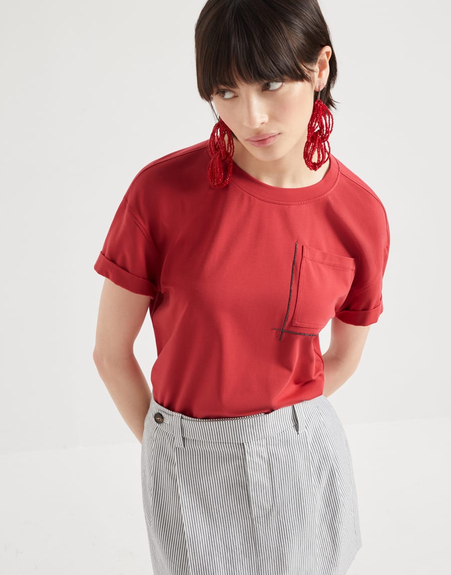 Jersey T-shirt Red Woman - Brunello Cucinelli