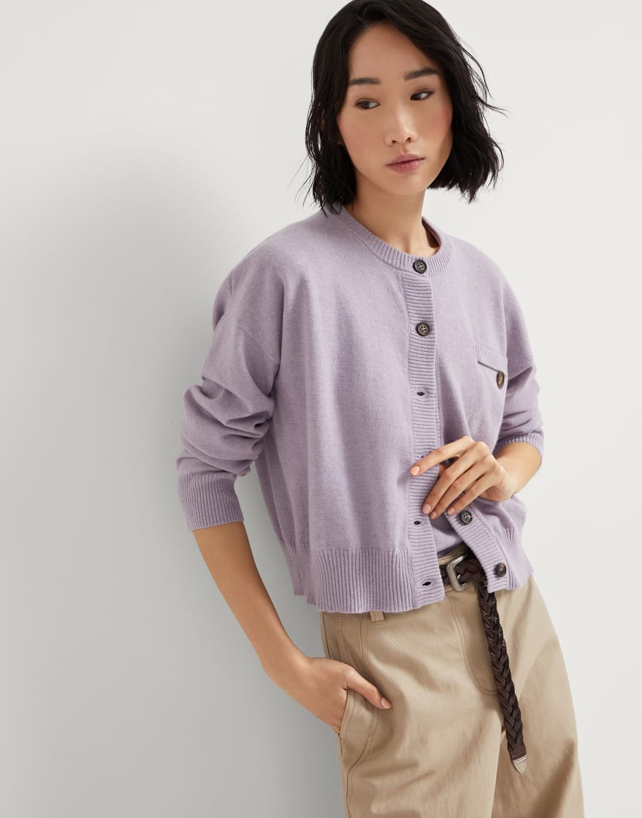 Cardigan avec Monile Lilas Femme - Brunello Cucinelli