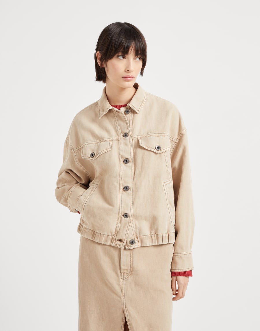 Jacket with monili Cool Beige Woman - Brunello Cucinelli