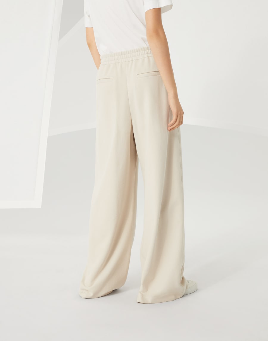 Smooth French terry trousers Cool Beige Woman - Brunello Cucinelli