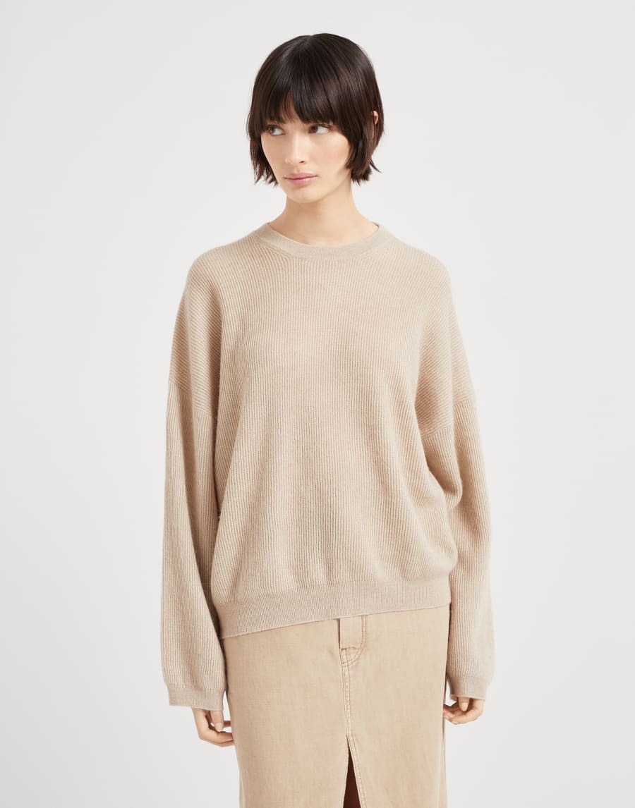 Maglia a costa inglese Beige Freddo Donna - Brunello Cucinelli