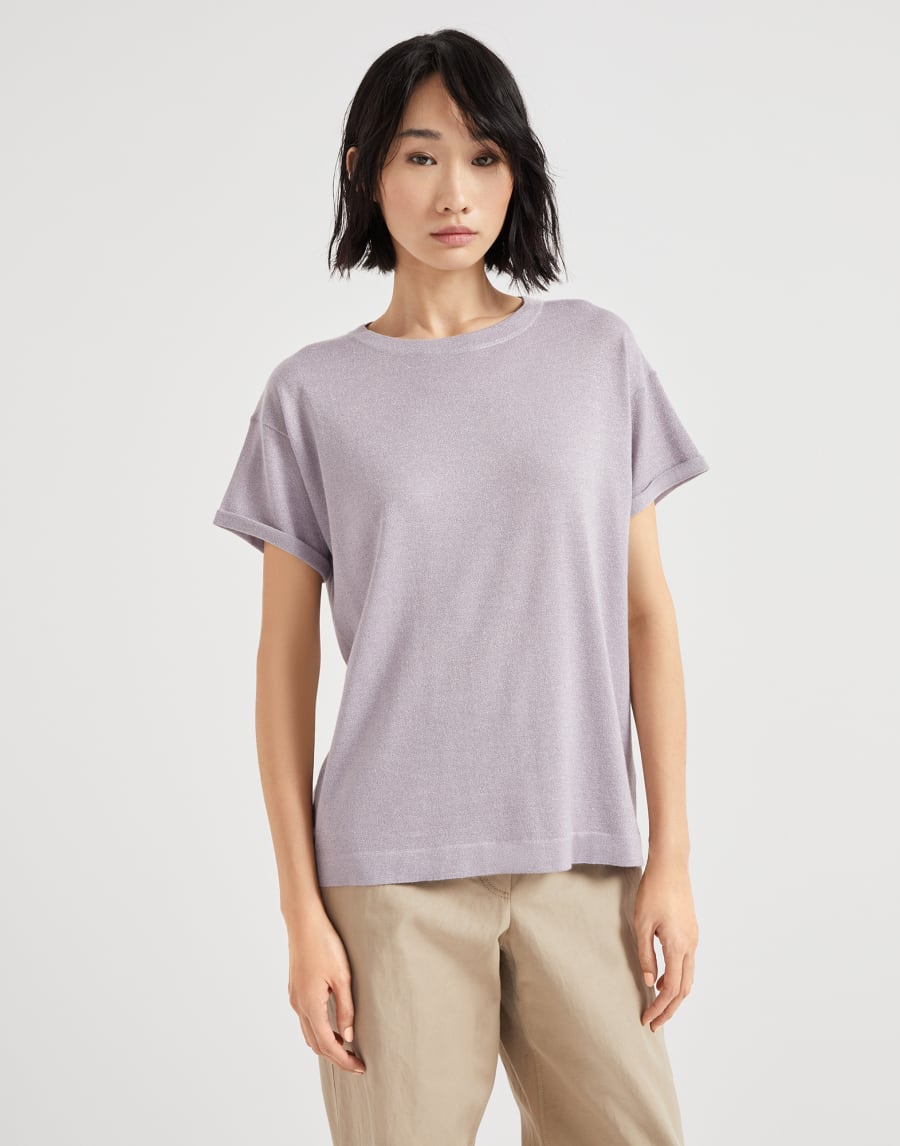 Pull léger en cachemire et soie Lilas Femme - Brunello Cucinelli