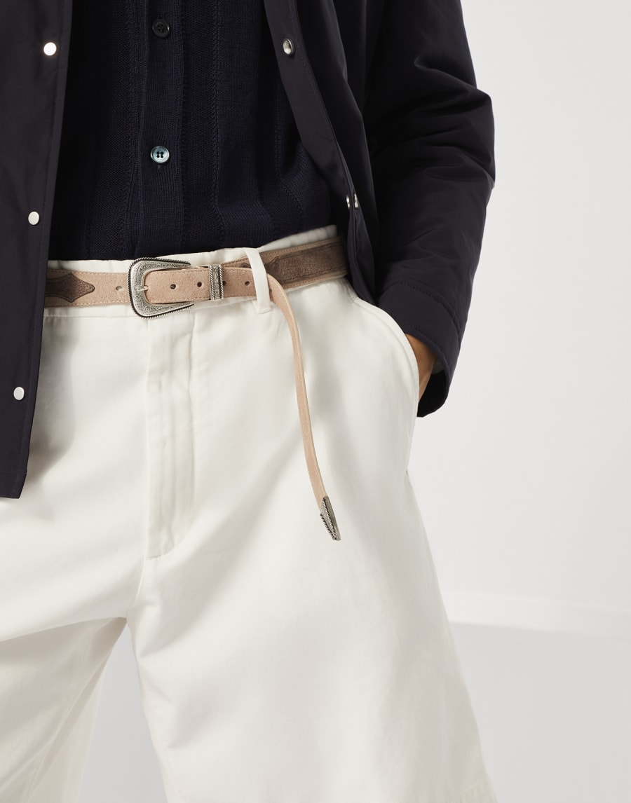 翻毛小牛皮皮带 褐灰 男款 - Brunello Cucinelli